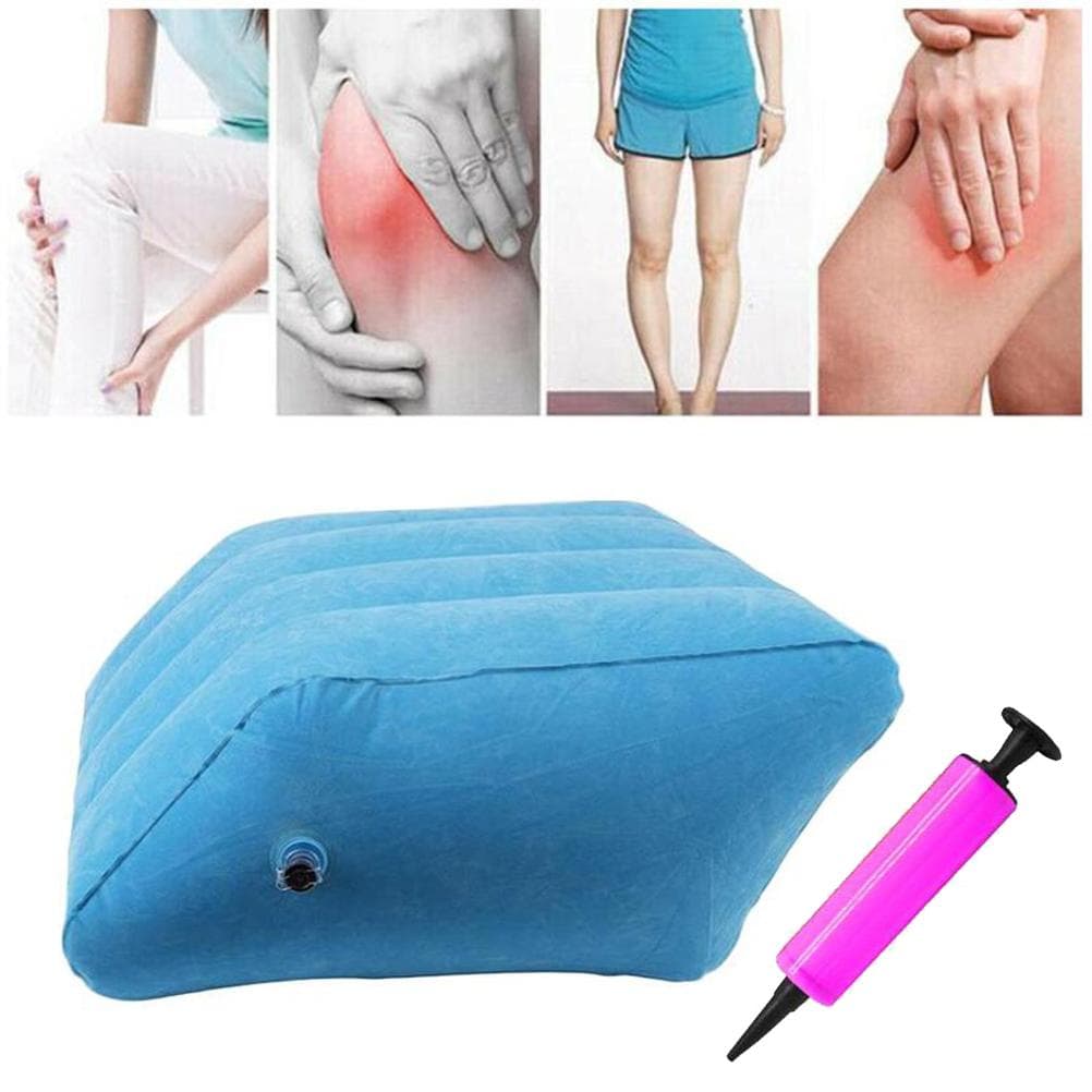 Inflatable Foot Rest Pillow Leg Knee Support Cushion Wedge Pillow for Office Home Travel Use blue