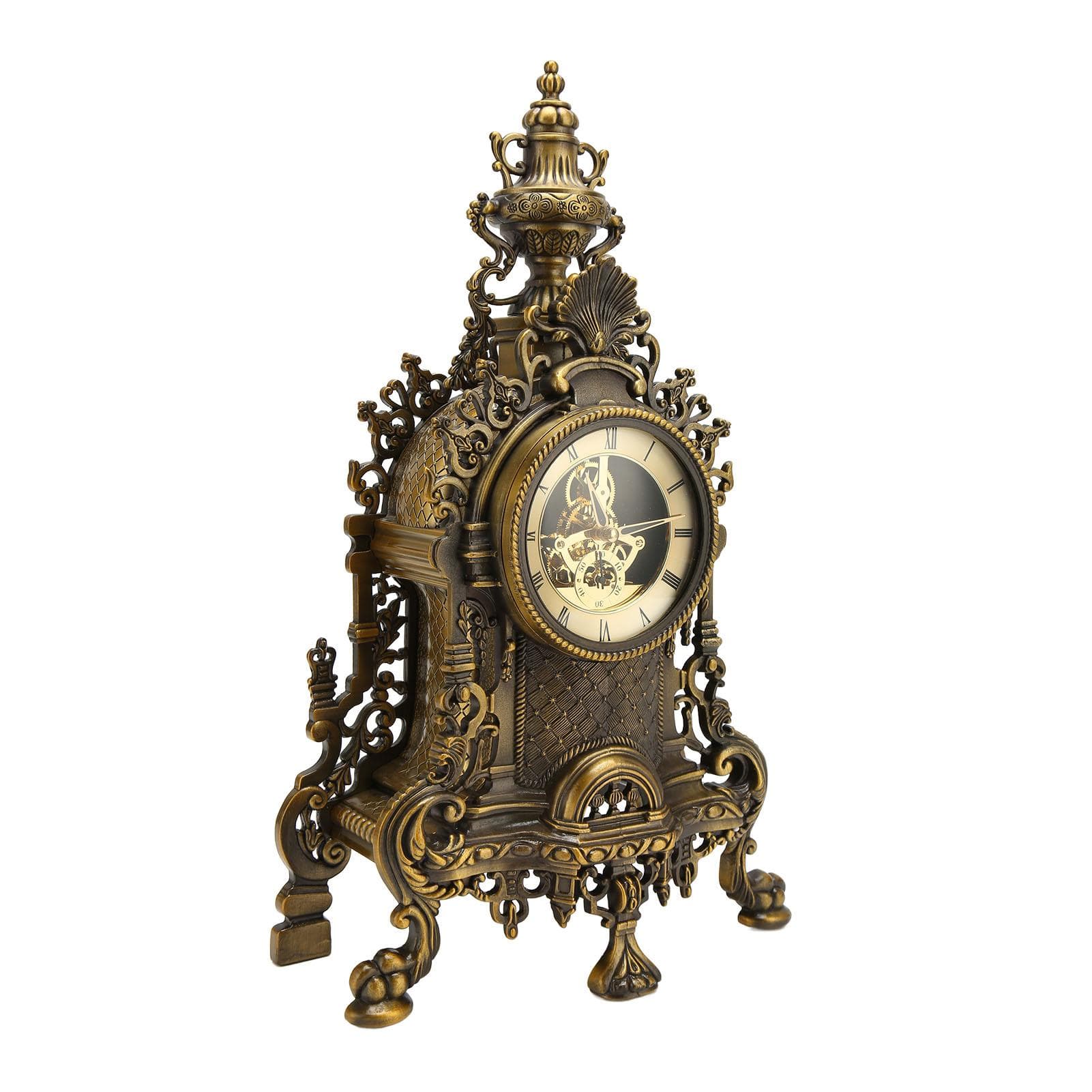 European Vintage Table Clocks Semi Mechanical Quartz Movement Metal Desk Clock for Homes Offices