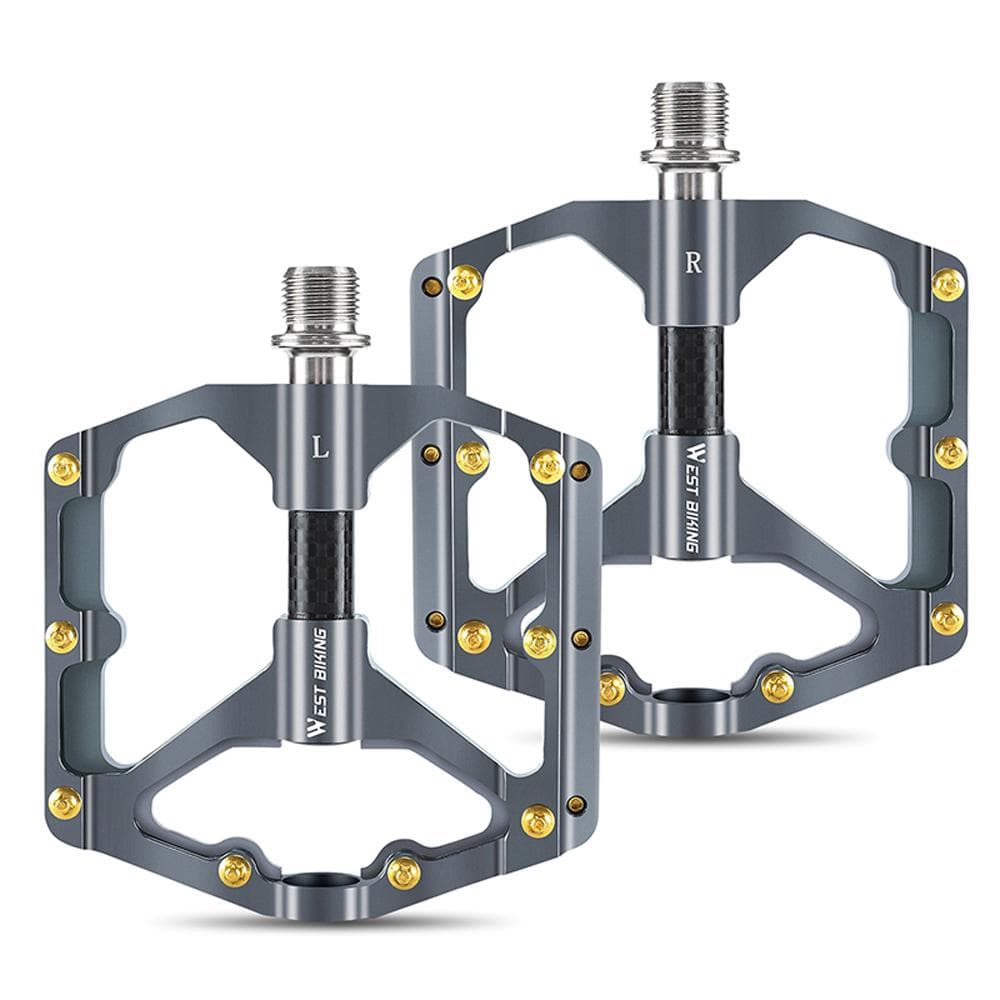 Ultralight Aluminum Alloy Bicycle Pedals 3 Bearings Bike Pedals AntiSlip Waterproof Flat Wide Bike dark gray