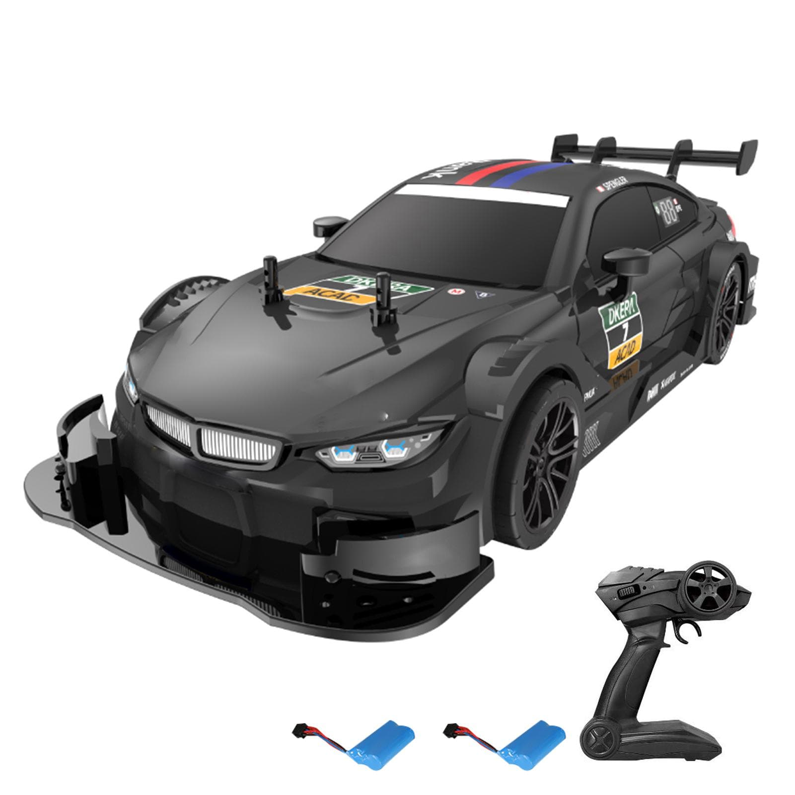 Remote Control Drift Car 1/16 Remote Control Car 2.4GHz 4WD Remote Control Race Car Kids Gift for 2 battery black