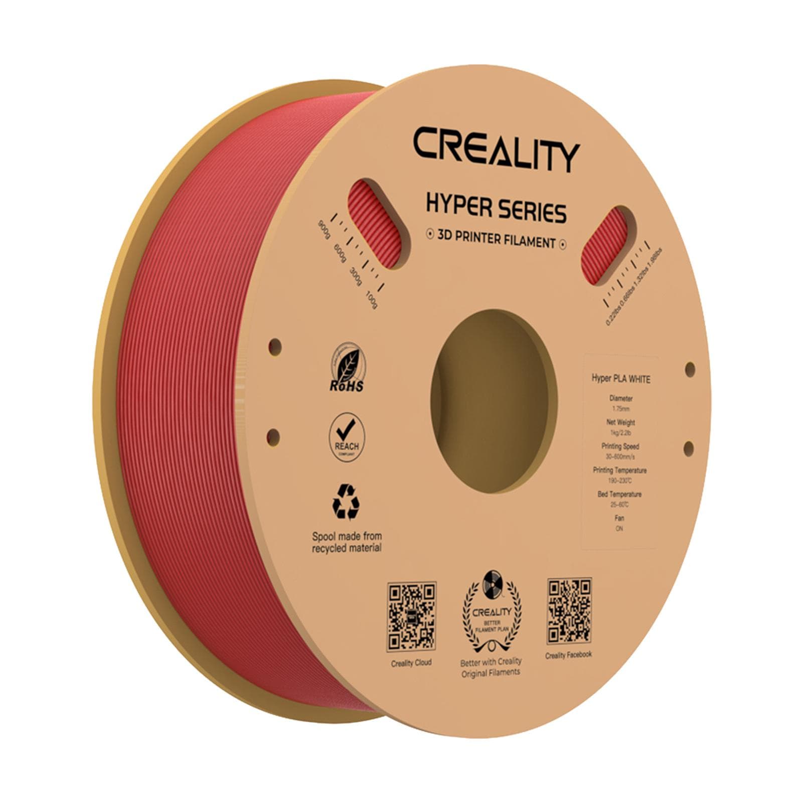 Creality Hyper PLA Filament 1.75mm High Fluidity High Speed 3D Printing Material Stable Extrusion red