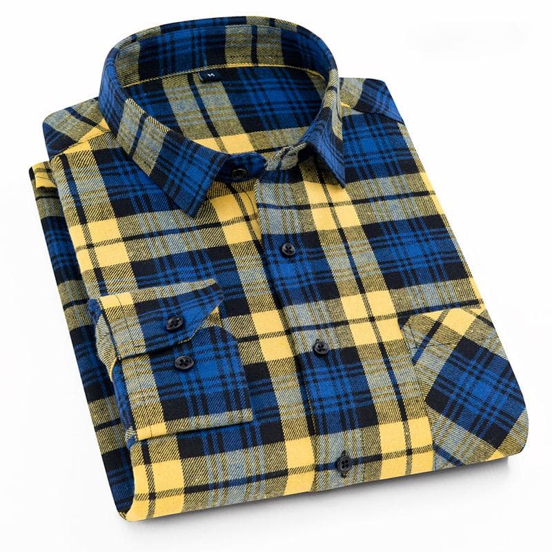 Classical Men Plaid Shirts Long Sleeve Casual Regular Fit Male Tops Autumn Spring XL
