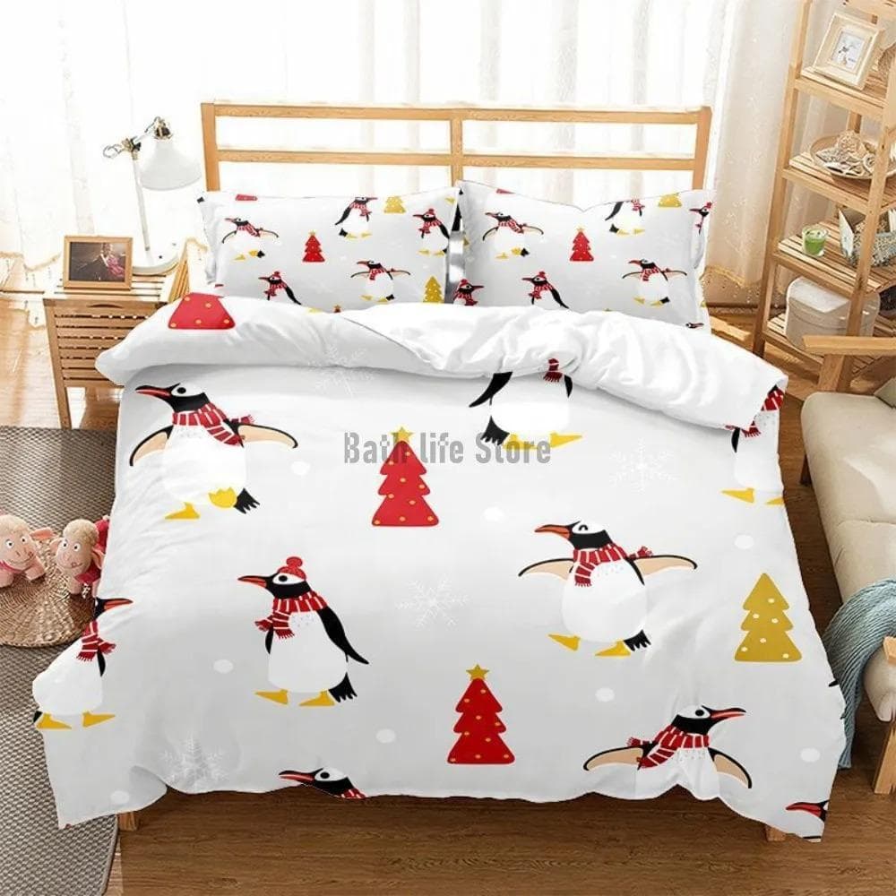 3D Cute Penguin Duvet Cover Animal 23 Home Textile For Kids Adult Bedding White Bedding Set Double King Full Size Home Decor 70x133cm 2pcs