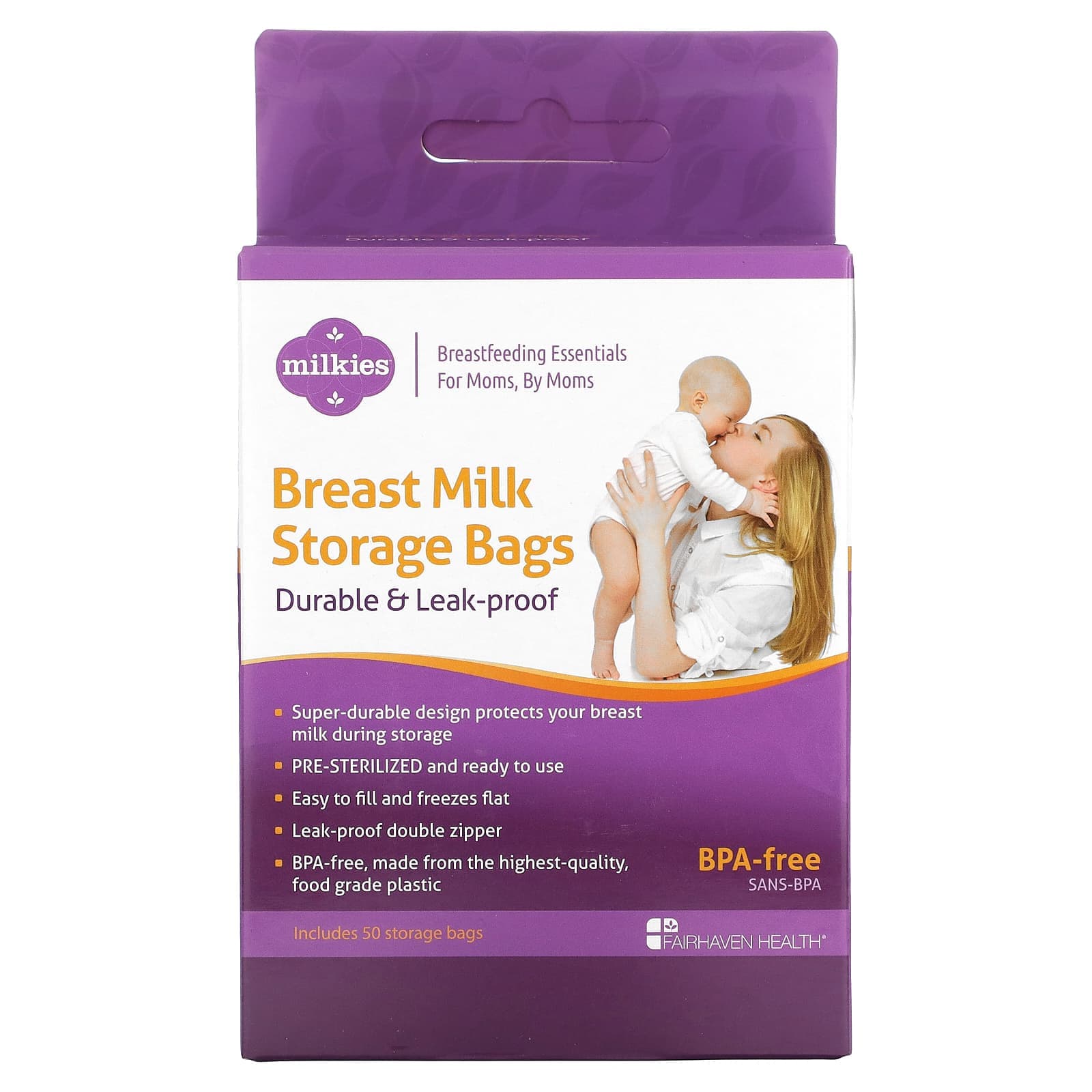 Fairhaven Health, Breast Milk Storage Bags, Super Durable and Leak Proof, 50 Storage Bags