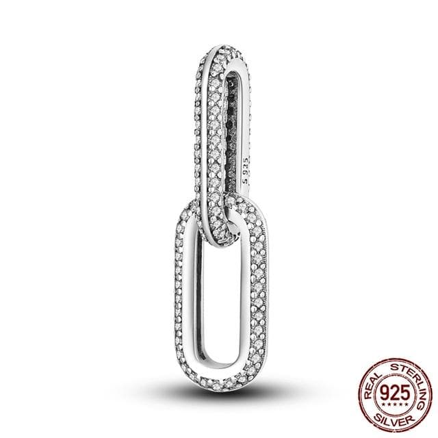 925 Silver Link Earring Styling Two -Ring Connector Dangle Charm Beads Fit Original Fashion Style Bracelet Jewelry Gift