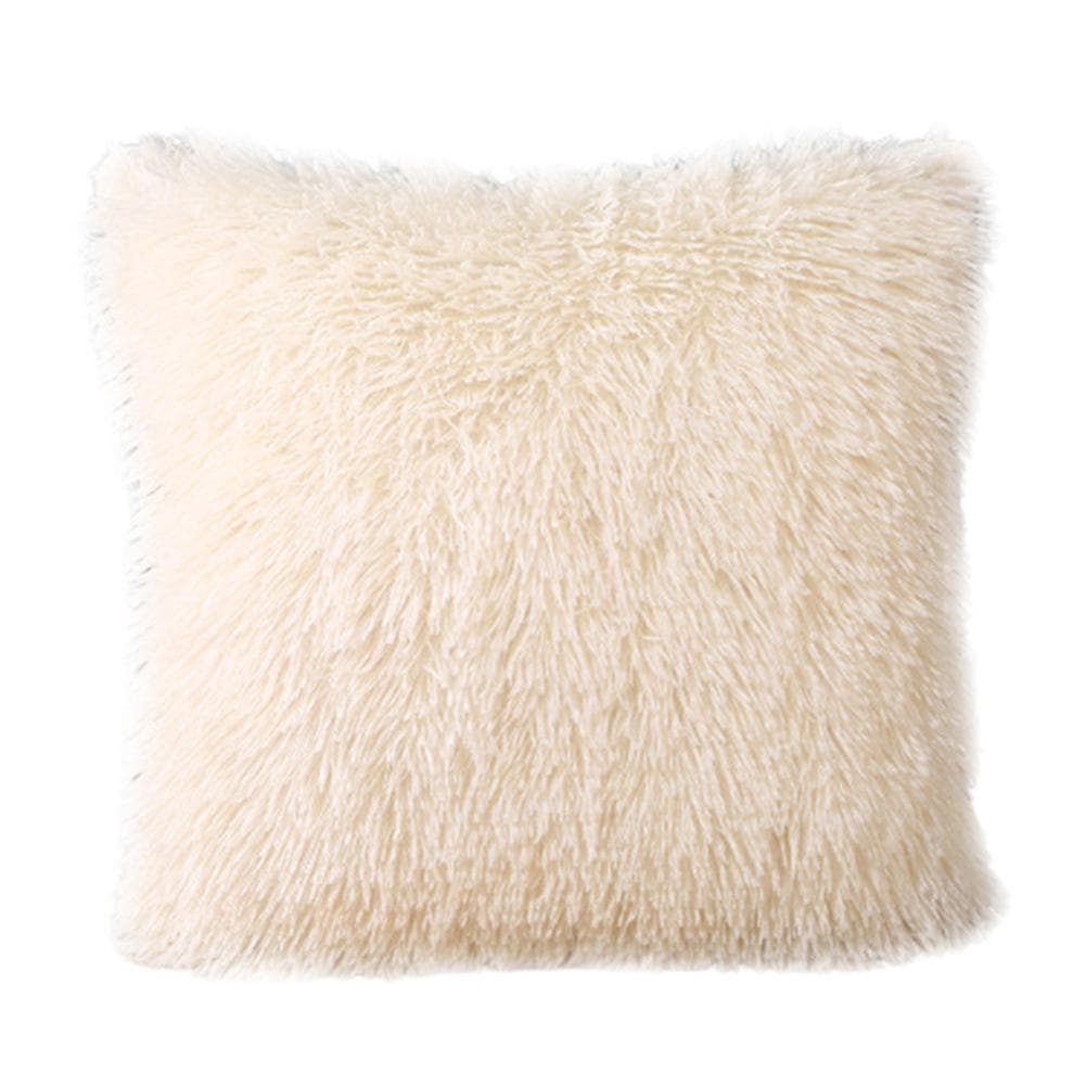 Fluffy Throw Pillow Warm Soft Case Cushion Cover Home Bed Sofa Car beige