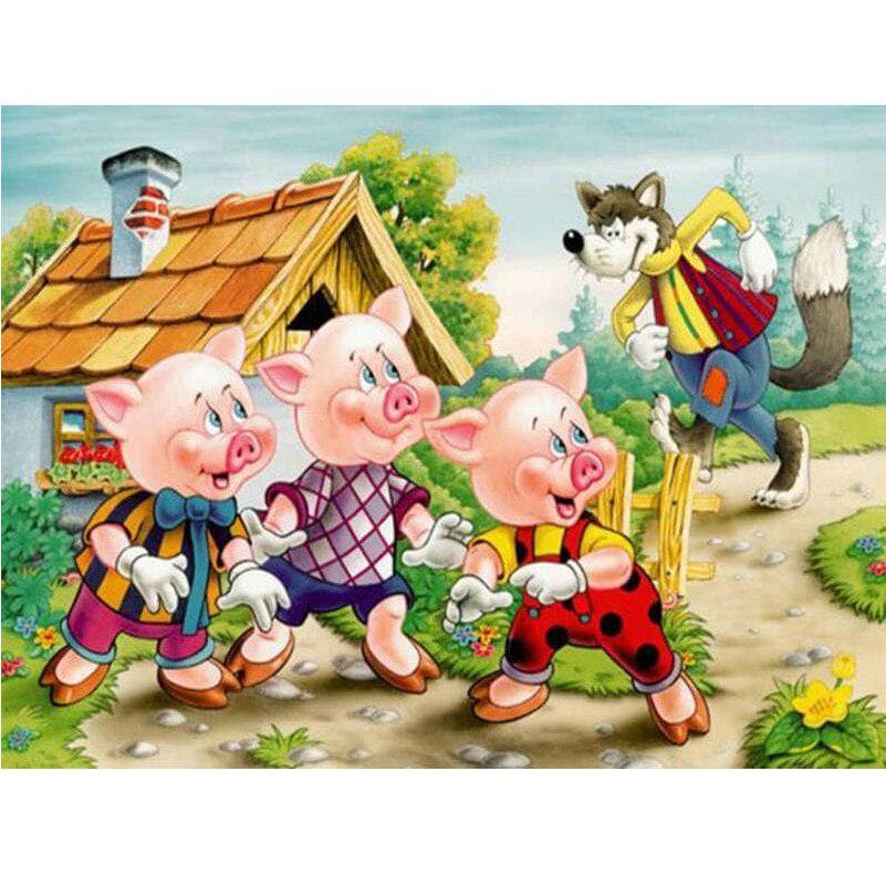 Cartoon Pigs Wolf 5D Diy Diamond Embroidery Mosaic Diamond Handmade Diamond Painting Cross Stitch Home Decor Gifts 20X30CM