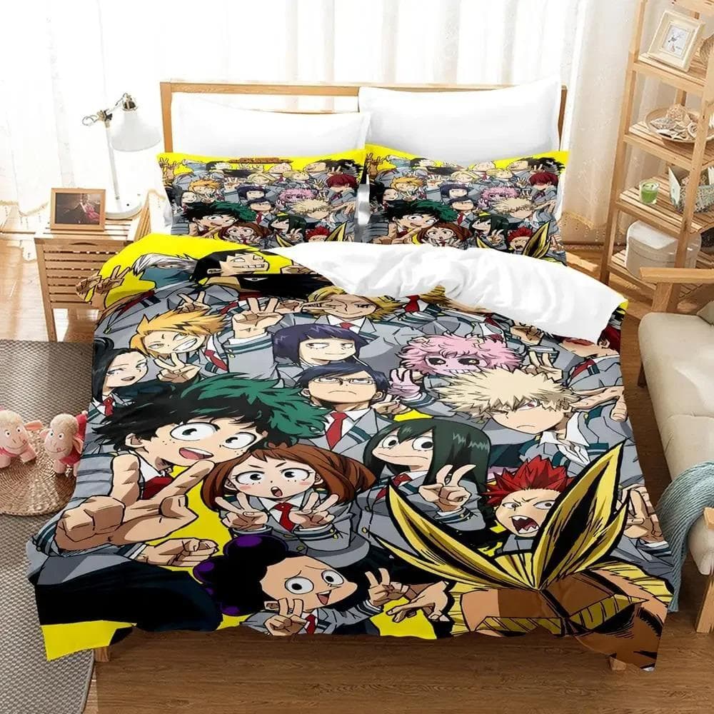 New My hero academia Bedding Set Single Twin Full Queen King Size Kawaii Bed Set Adult Kid Bedroom Duvet cover Sets 3D Anime US Queen 228x228cm