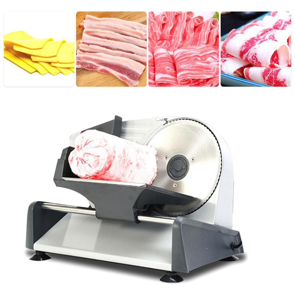 KA18 Food Slicer Electric Meat Slicer with 7.5in Removable Stainless Steel Blade Pusher Cheese grey