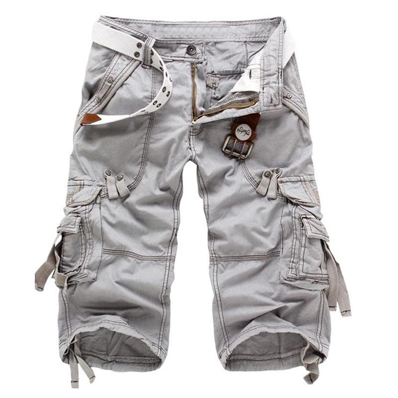 5 Colors Plus Size Summer Camouflage Loose Cargo Shorts Men Camouflage Summer Shorts 28-38 38 light grey