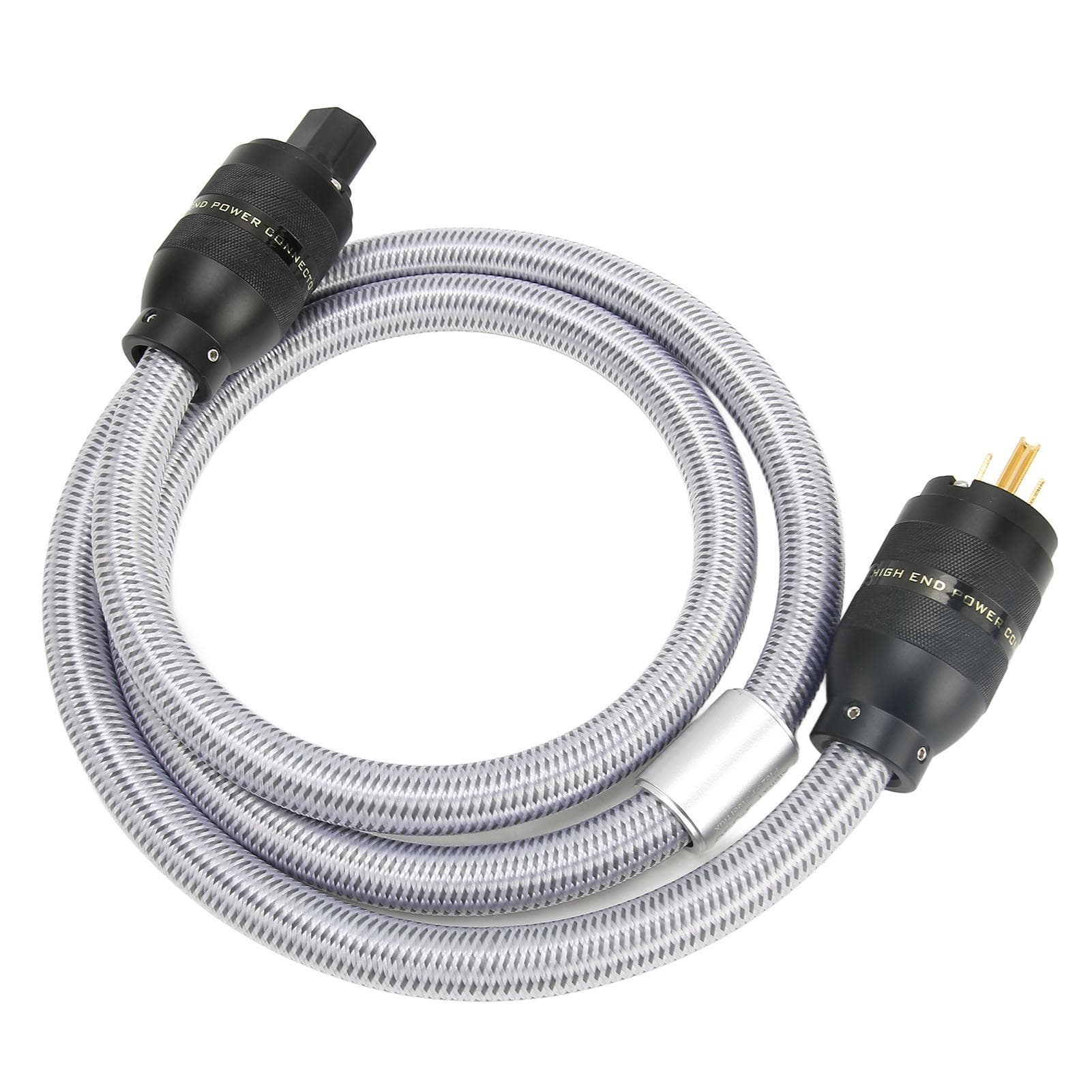 HiFi Power Cable Pure Copper Gold Plated Double Shielding ophile Power Cord for Amplifier 100‑ US Plug