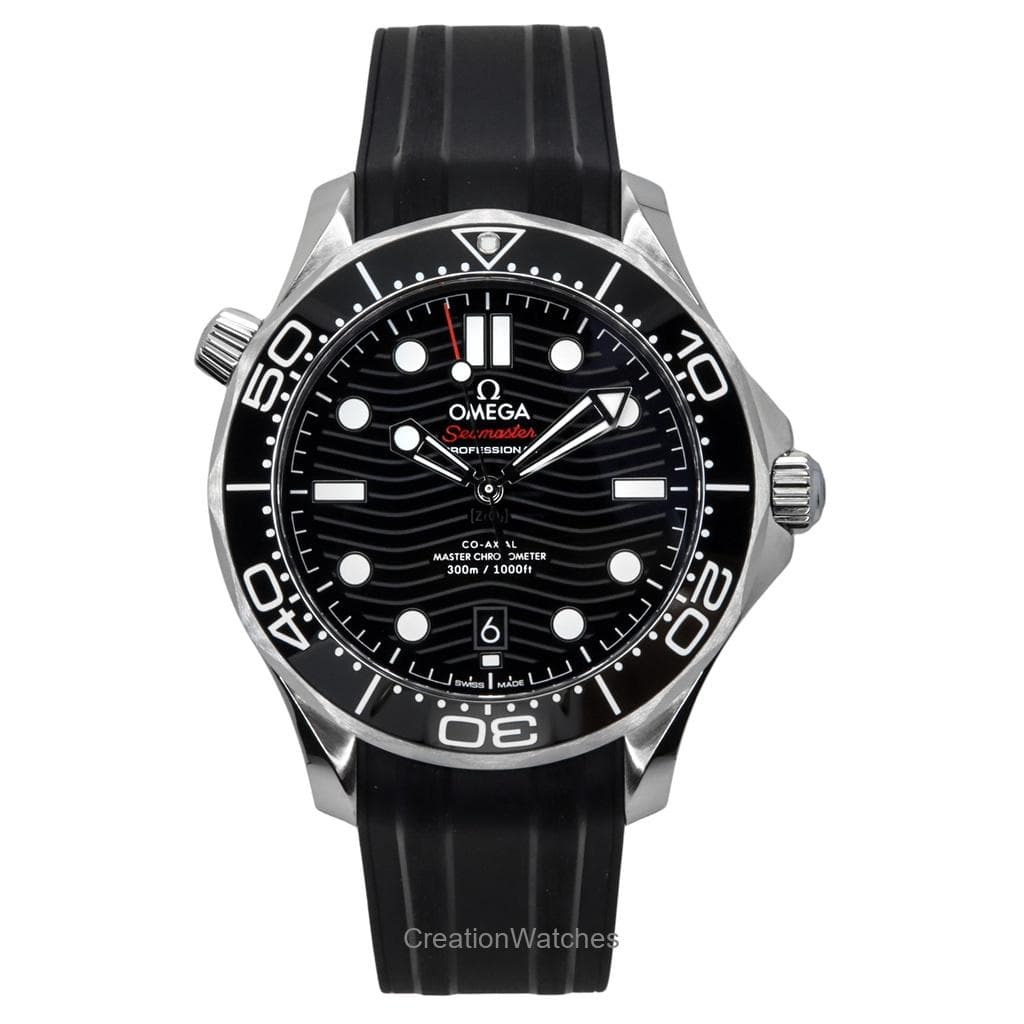 Omega Seamaster Rubber Strap Black Dial Automatic Diver's 210.32.42.20.01.001 300M Men's Watch black