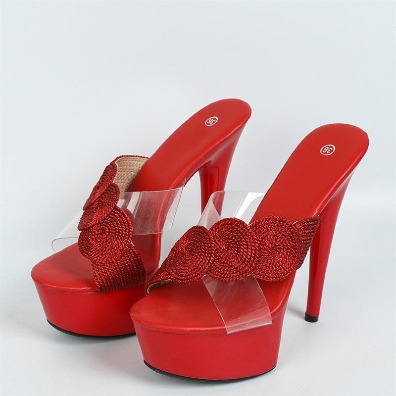 Liyke Size 34-43 Ultra Thin High Heeled Slippers Women Summer Fashion Open Toe Platform Sandals Sexy Party Club Stripper Shoes 34