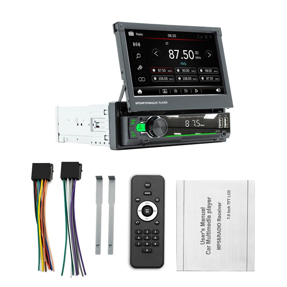 7-inch Retractable Screen Car MP5 MP4 MP3 Player BT 5.1 Car Locator Frequency Modulation Channel multicolour