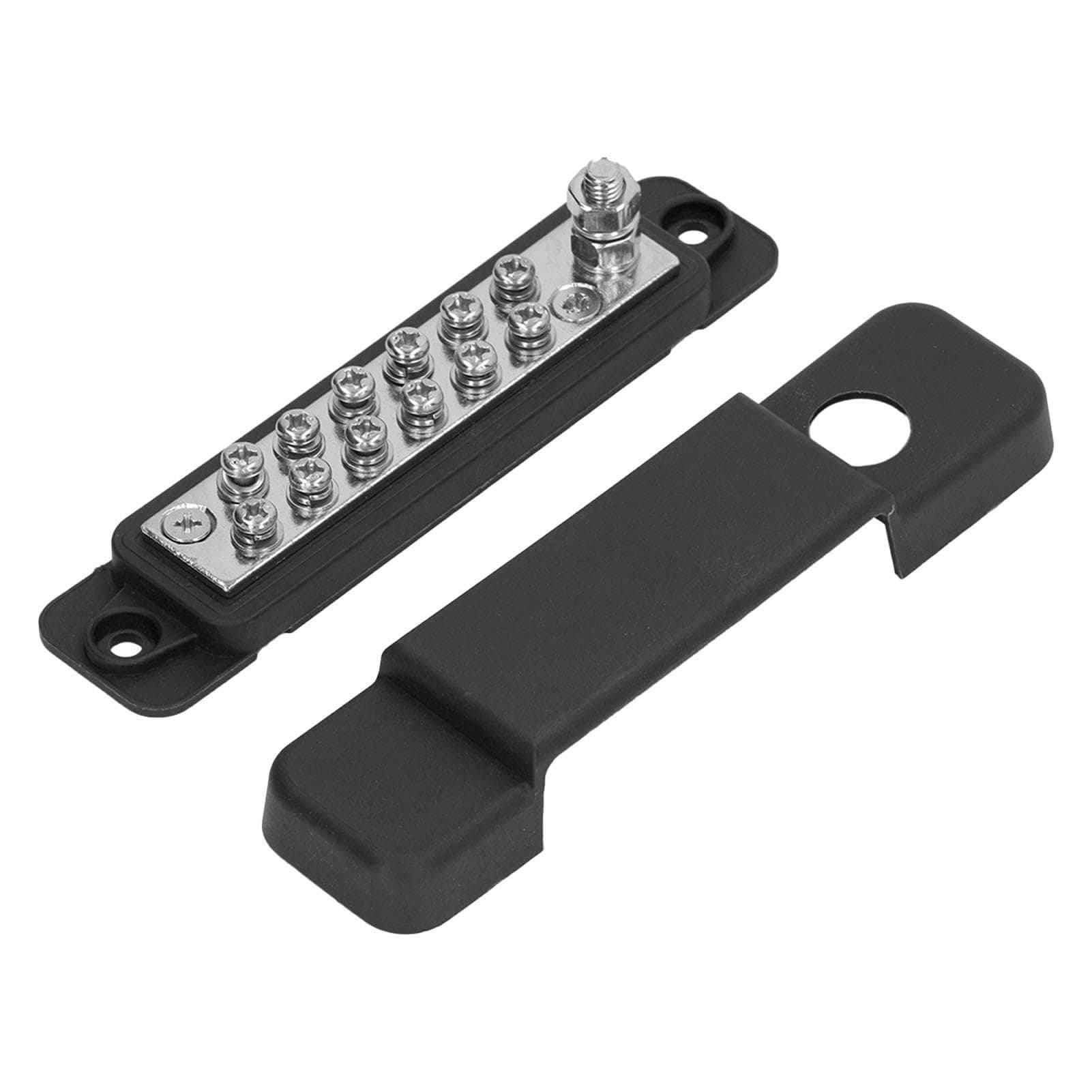 Power Distribution Terminal Block Busbar 12 Position Studs Distribution Block Bus Bar with Cover