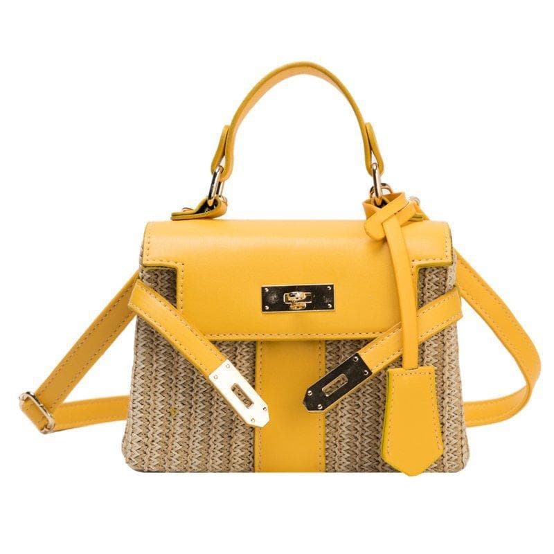 New Handmade Rattan Woven Handbag Summer Fashion Straw Handbag Small Square Bag
