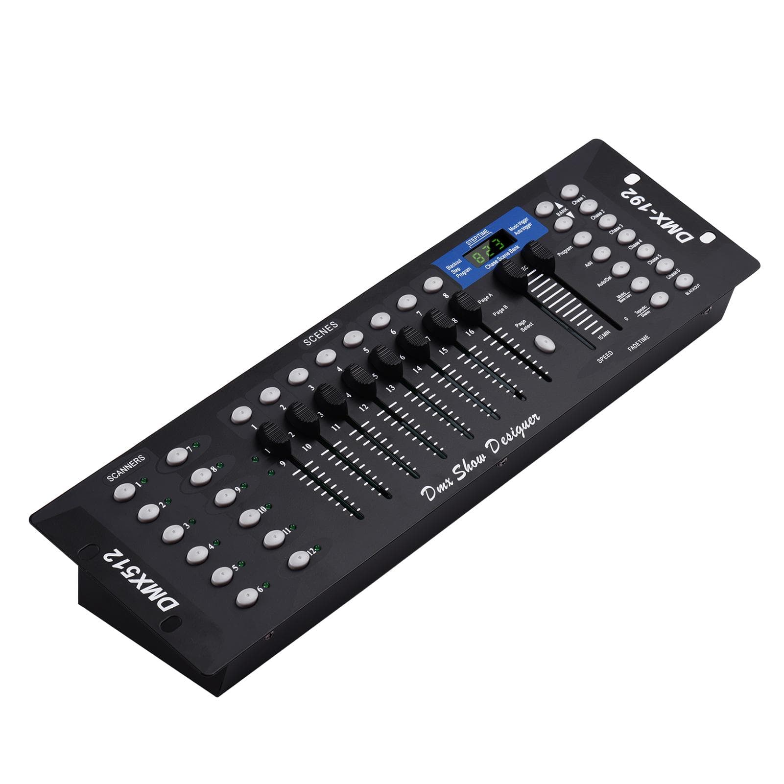 DMX512 Light Controller Console Panel 192CH Programming Function Sound Activated with LED Screen US Plug black