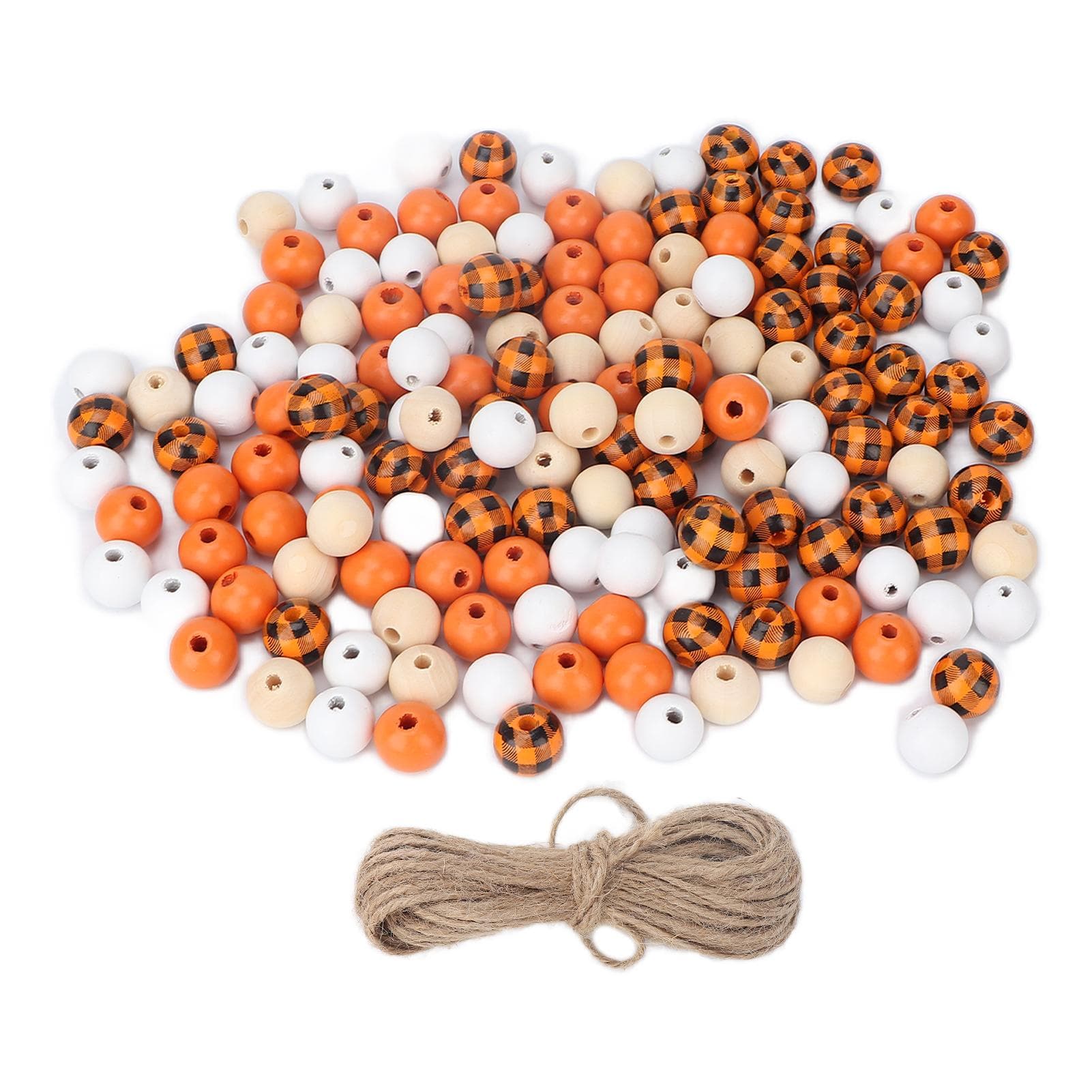 200pcs Wood Beads Round Wooden Farmhouse Decorative Spacer Beads for DIY Garland Crafts Jewelry orange