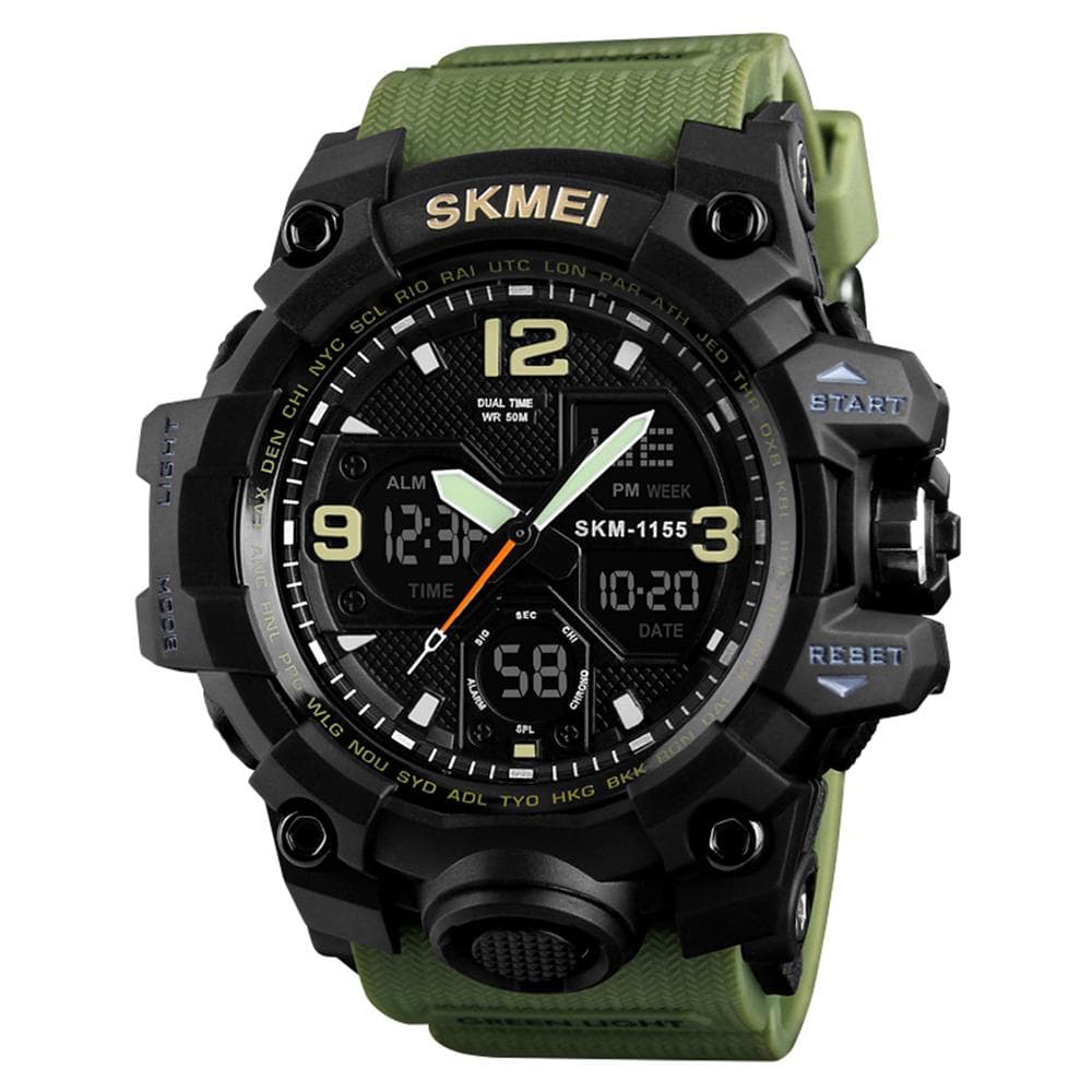 SKMEI 1155B Quartz Digital Electronic Men Watch Fashion Casual Outdoor army green