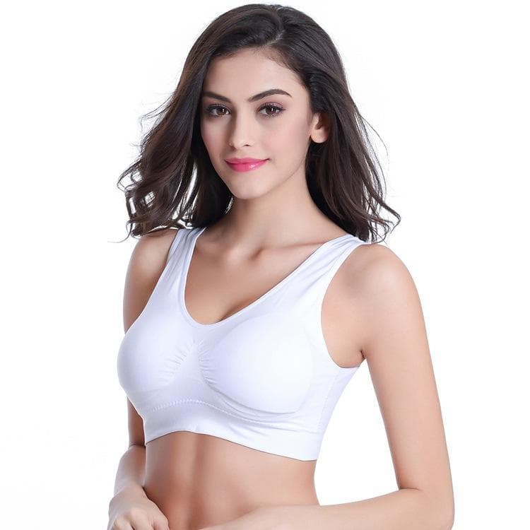 S-6XL Women Sport Bra Fitness Running Vest Gym Workout Underwear Padded Crop Tops Female Sportswear Brassiere Push Up Bras XXXL white