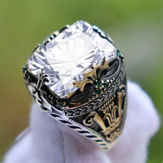 Inlaid Emerald Men's Luxury Ring Personality Retro Domineering Gem Sapphire Ring To Attend The Banquet Party Business Jewelry 11