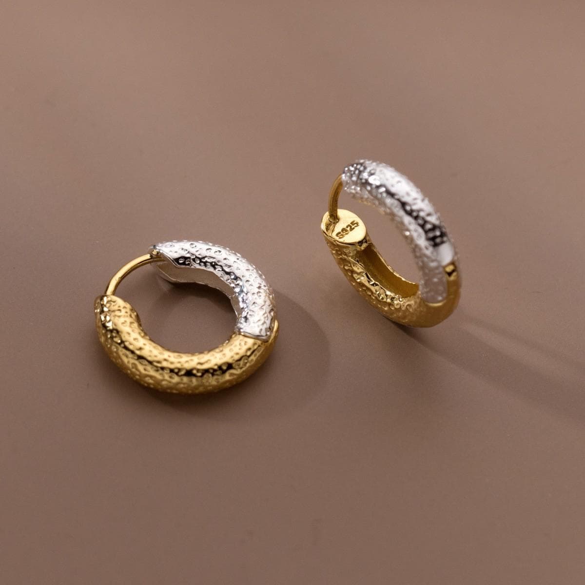 Silver Color Textured Round Earrings for Women Girls Korean Fashion Vintage Jewelry Friends Gift Party