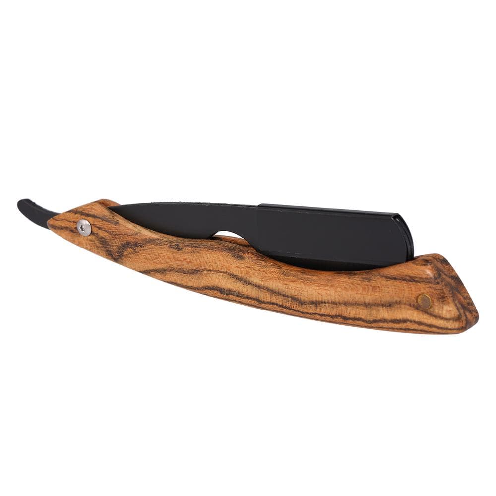 Straight Razor with Wooden Handle Shaving Razor Knife for Beard Grooming Straight Folding Razors black