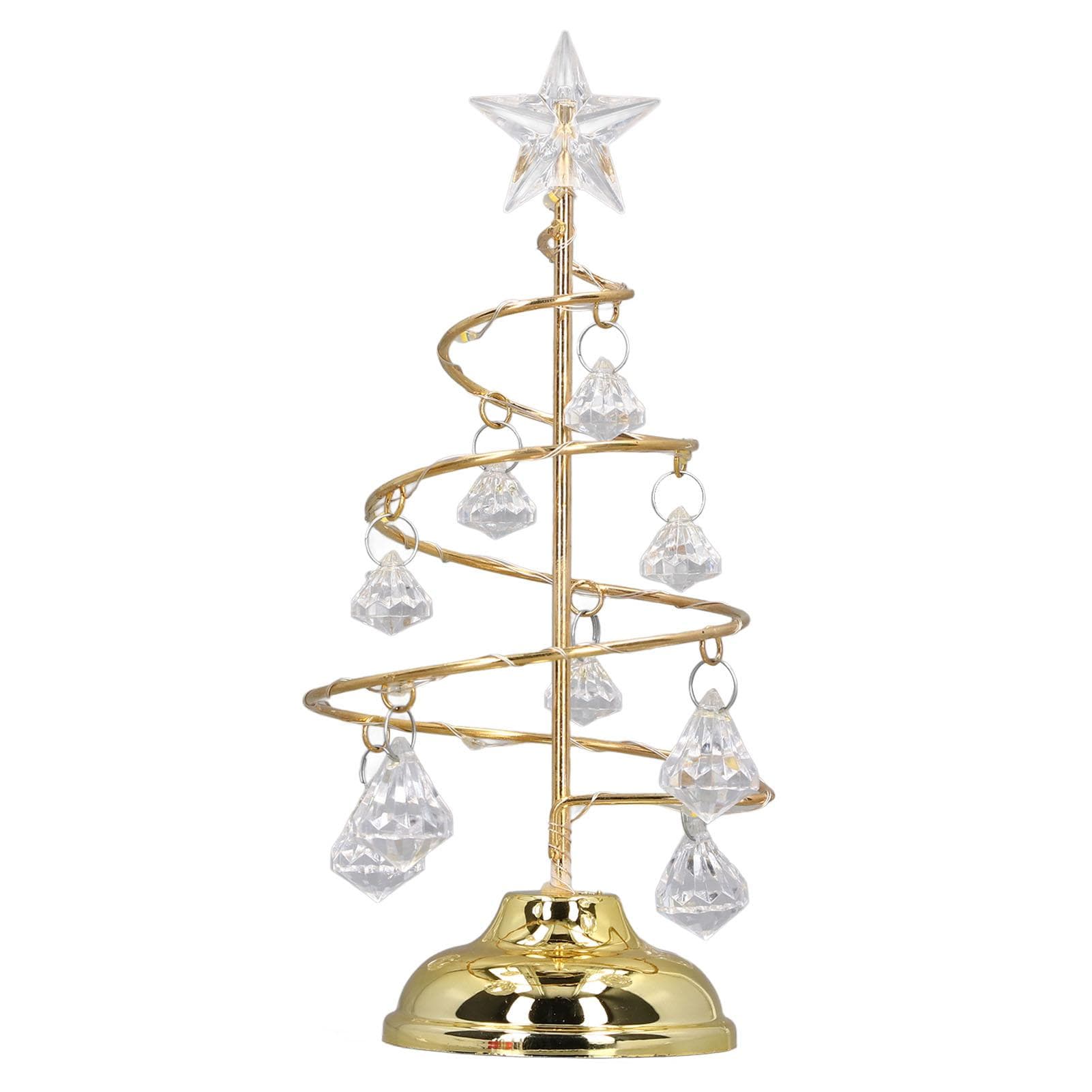 LED Christmas Tree Lamp Small Crystal Decorative Iron Tree Night Light Ornament for Gift Silver Golden Warm Light