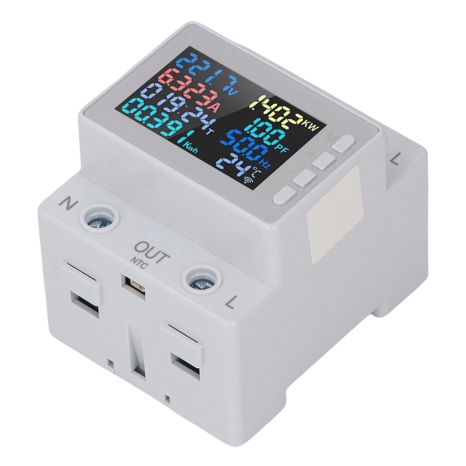 Single Phase Energy Meter Din Rail Electricity Usage Tester Voltmeter Ammeter Watt Kwh Frequency