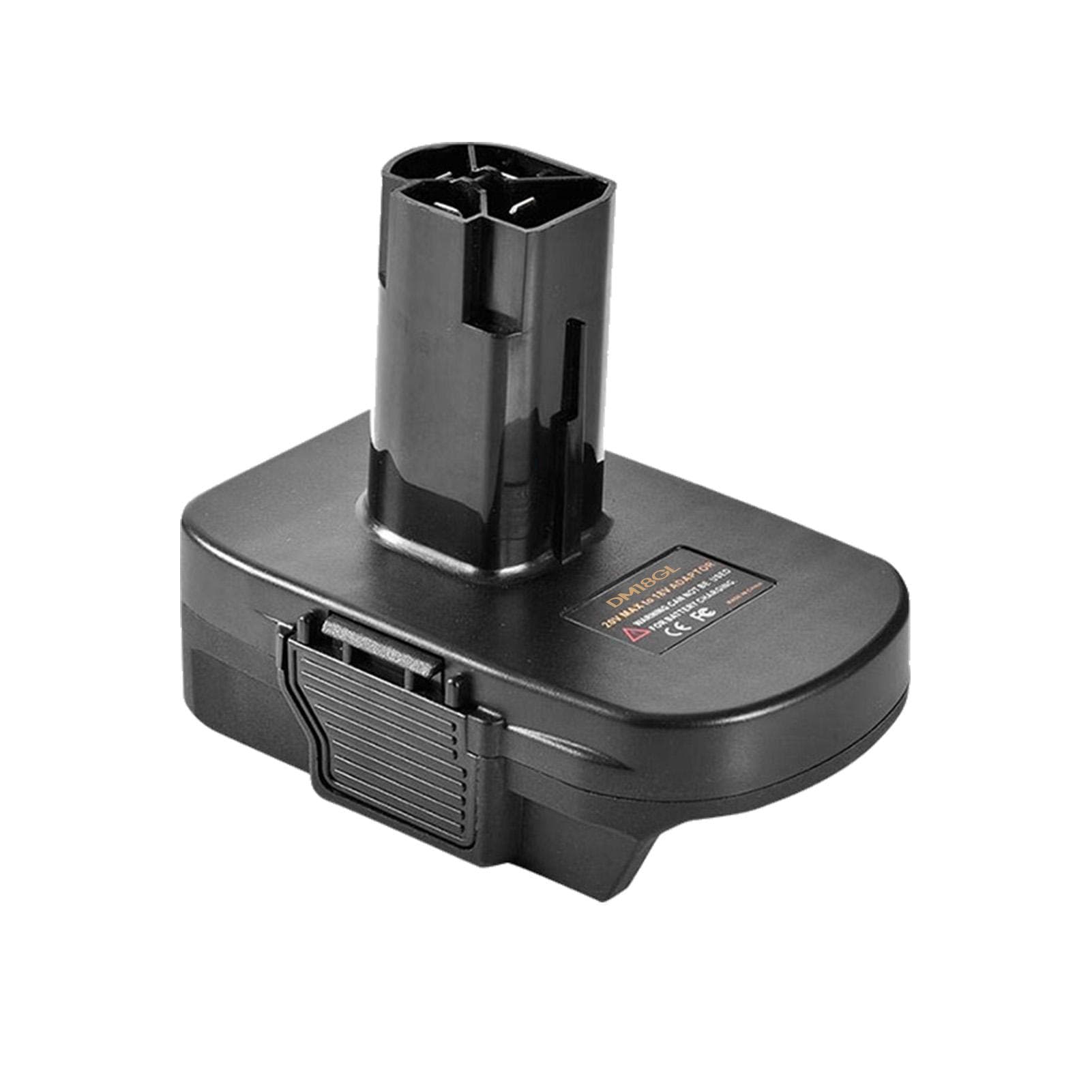Battery Converter Adapter Replacement for Converting Dewalt Milwaukee 18V-20V Lithium Battery to DM18GL black