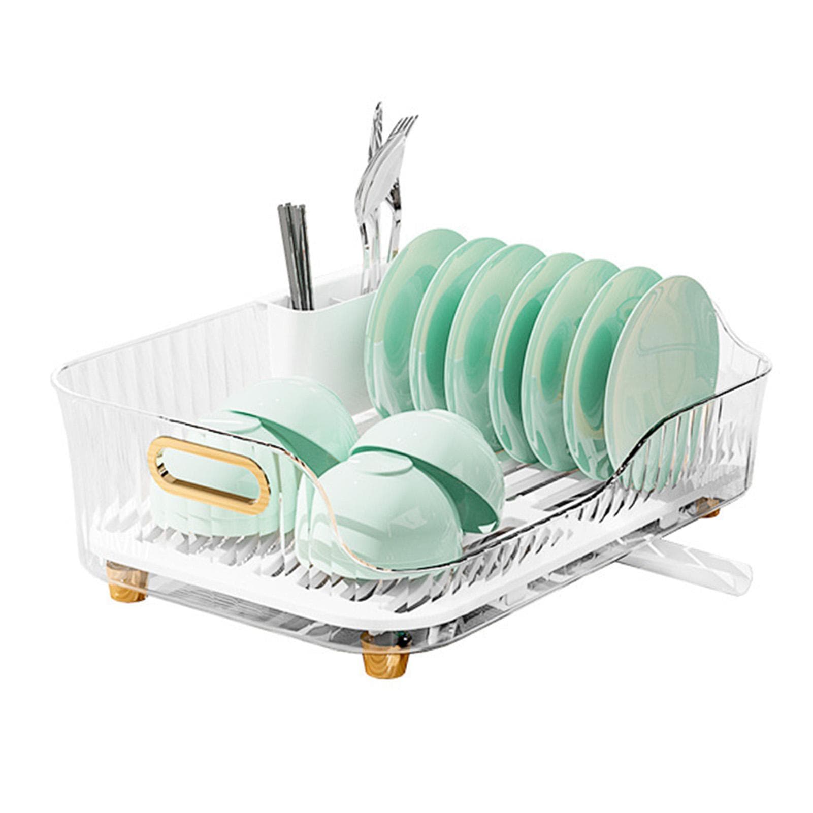 Dish Drying Rack Plastic Visualize Diversion Effluent Dish Diversion Rack for Chopsticks Bowl Plate transparent white