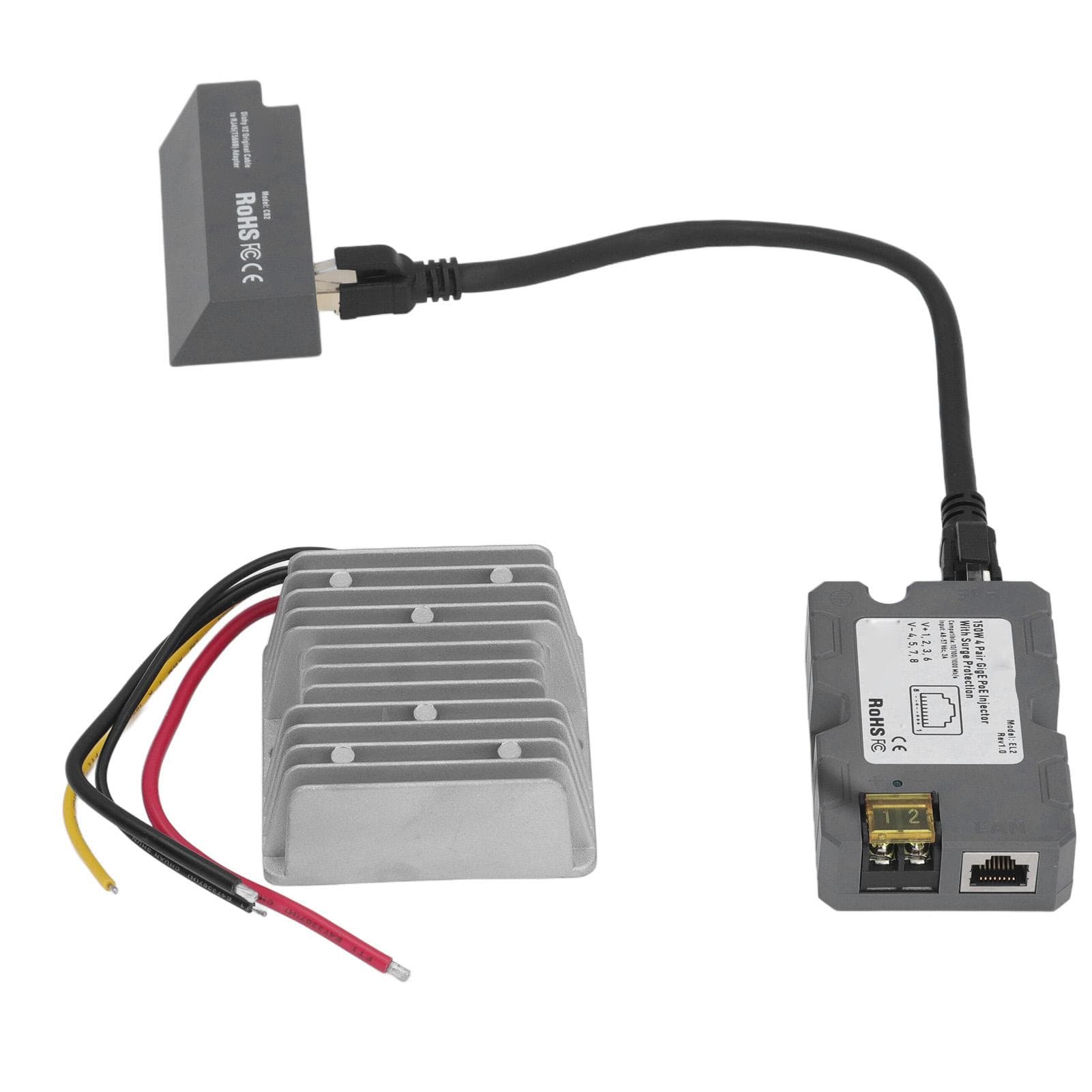150W PoE Injector Disk Cable Adapter to RJ45 DC Boost Converter 12V to 48V Kit for for V2 Dish