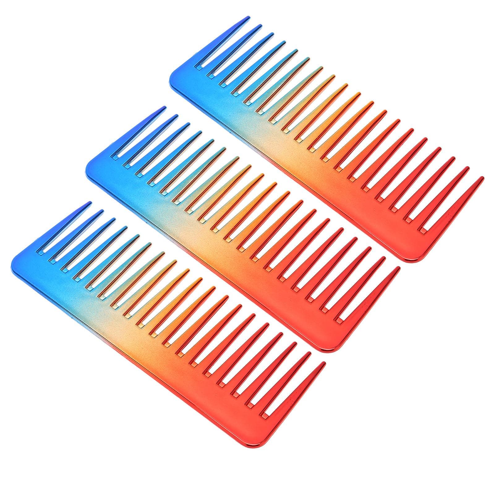 3pcs Wide Tooth Comb Gradient Color Flexible Structure ABS Material Mini Size Round Tooth Hair Comb