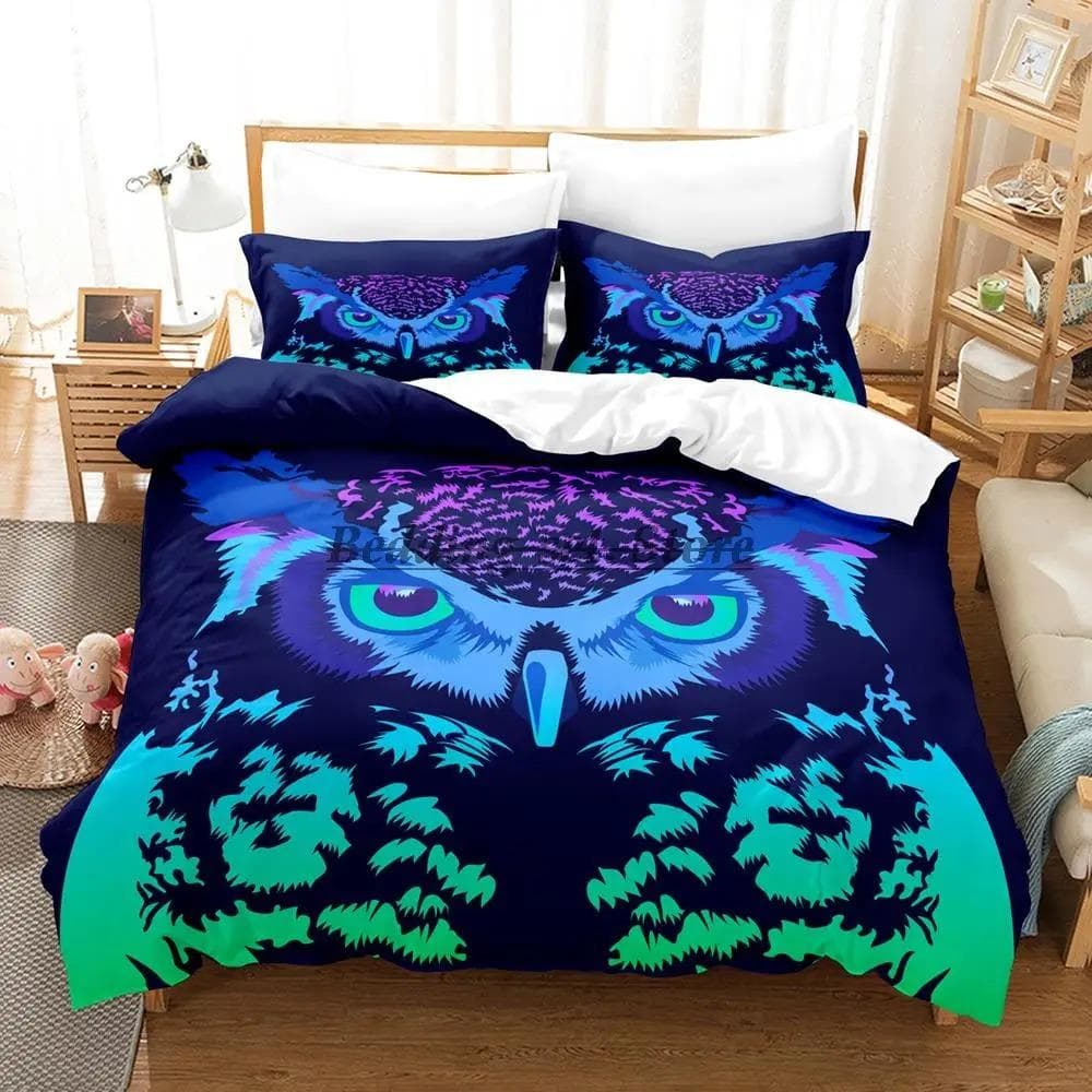 Kawaii Anime owl Bedding Set Single Twin Full Queen King Size Bed Set Aldult Kid Bedroom Duvetcover Sets 3D Print Bed Sheet Set 70x133cm 2pcs