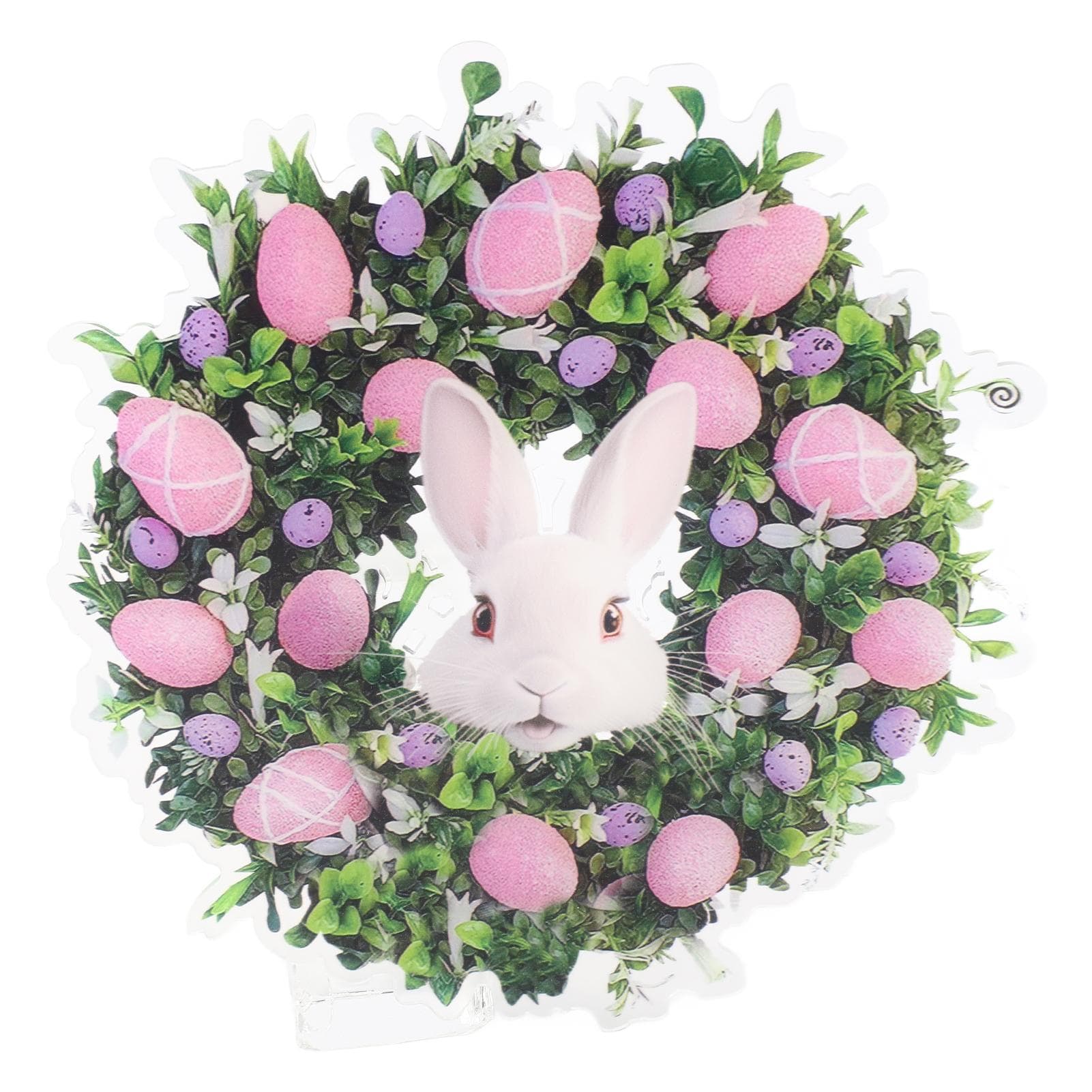 Easter Bunny Wreath Hanging Artificial Decorative Easter Wreath with Eggs for Spring Front Door C Style pink