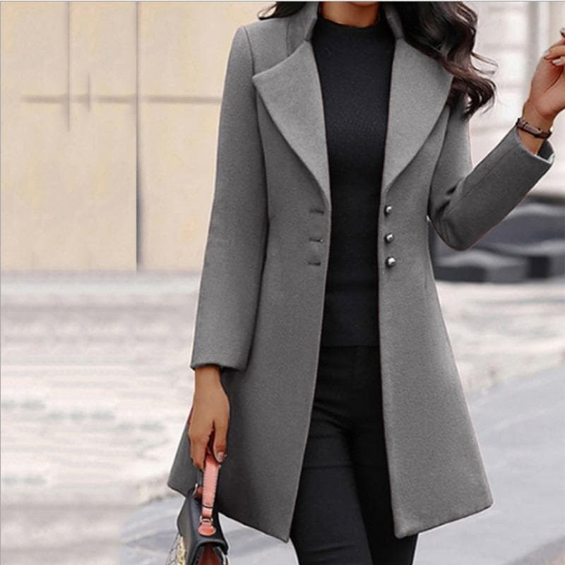 New Winter Women's Coat Korean Style Slim Mid-length Beauty Outfit Woolen Coat 3XL grey