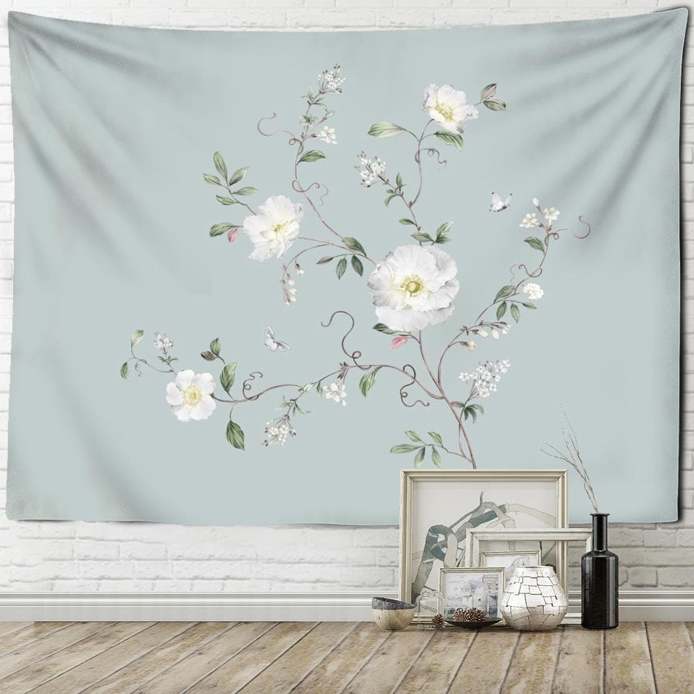 Magnolia Flower Decorative Painting Tapestry Wall Hanging Art Simple And Fresh Ins Aesthetic Room Background Cloth Decor 95x70cm