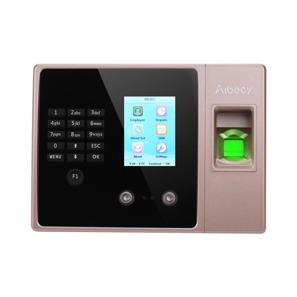 Aibecy Intelligente biometrische Fingerabdruck-Zeiterfassungsmaschine mit UK Plug rose red