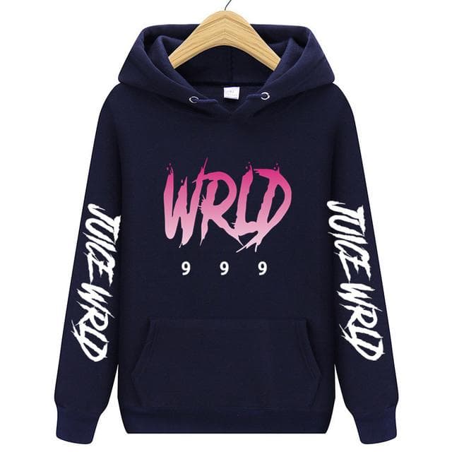 Men's And Women's Long Sleeves Rapper Juice WRLD Men Women Autumn Winter Hooded Harajuku Hoodie Hoody clothing L Dark blue