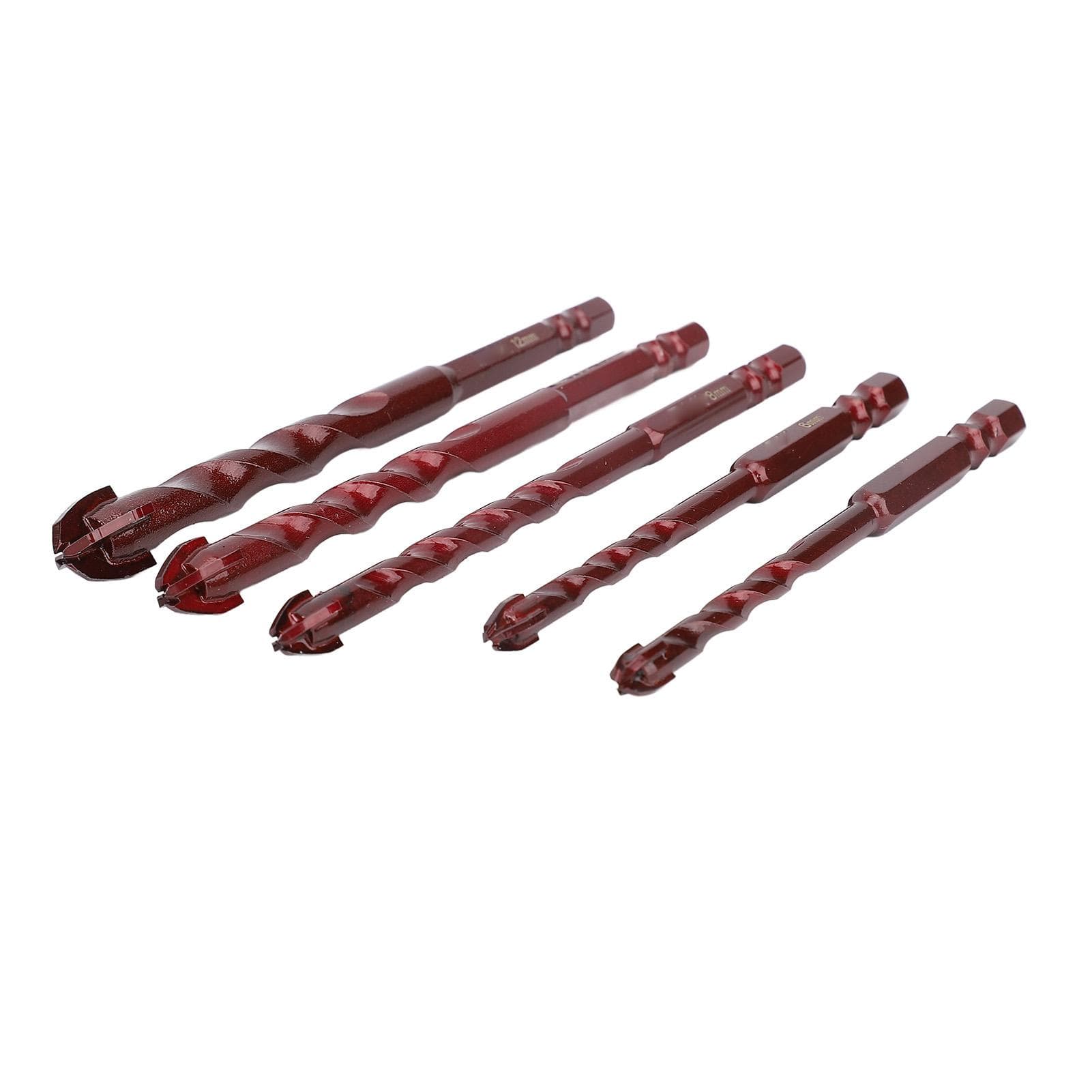 5 Pcs Masonry Drill Bit Set 14 Inch Hex Shank 5 6 8 10 12mm Tungsten Steel Alloy Drill Bits for