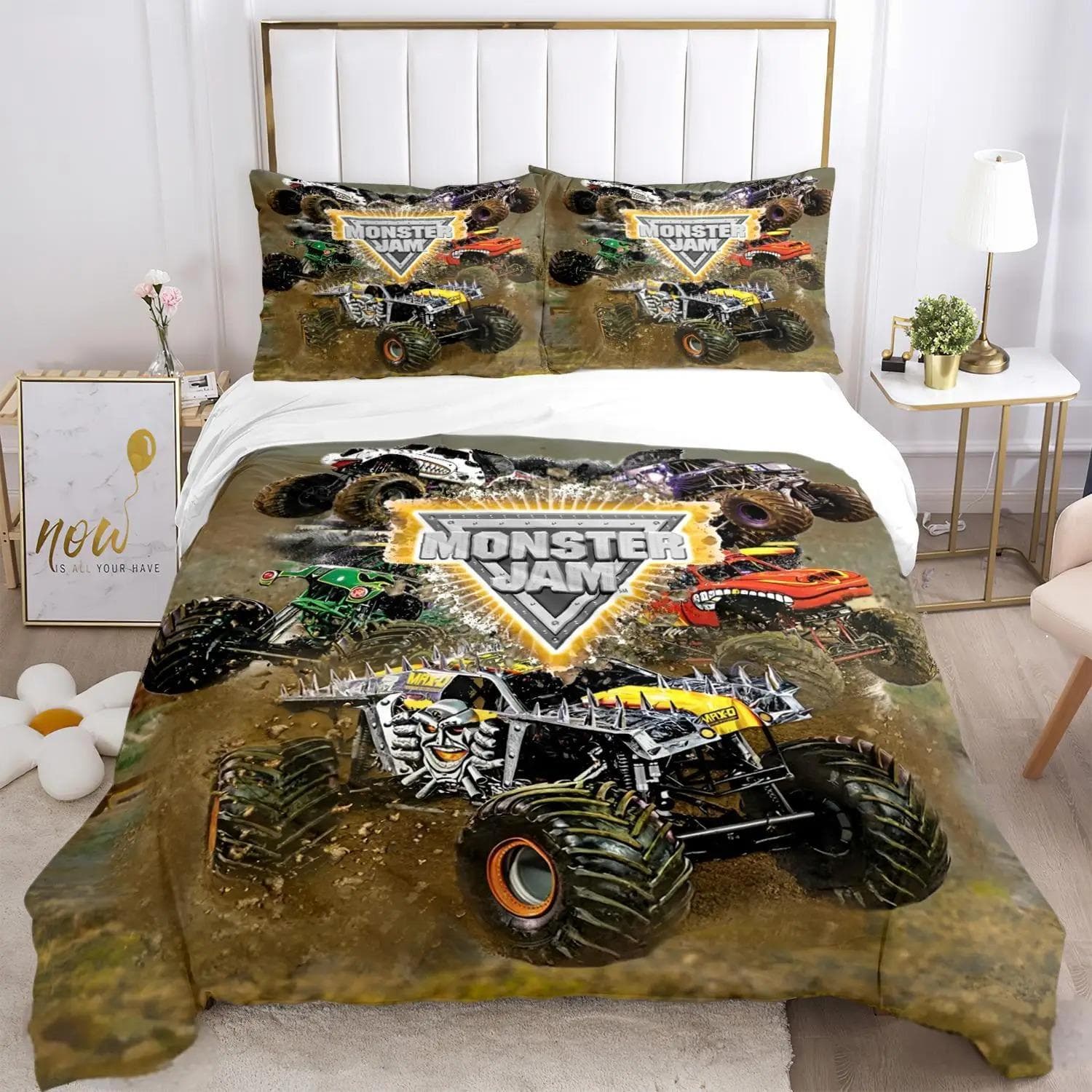 Cartoon Monster Truck All Season Duvet Cover Comforter Bedding sets Soft Quilt Cover and Pillowcases SingleDoubleQueenKing 70x133cm 2pcs