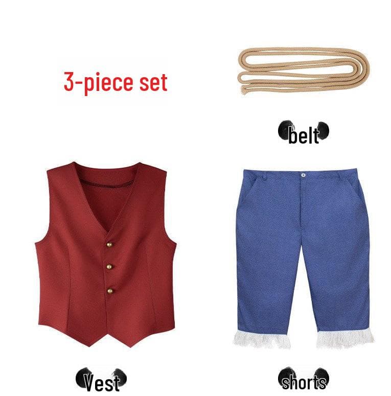 One Piece Luffy Live-Action Cosplay Outfit for Adults & Kids Size XXL