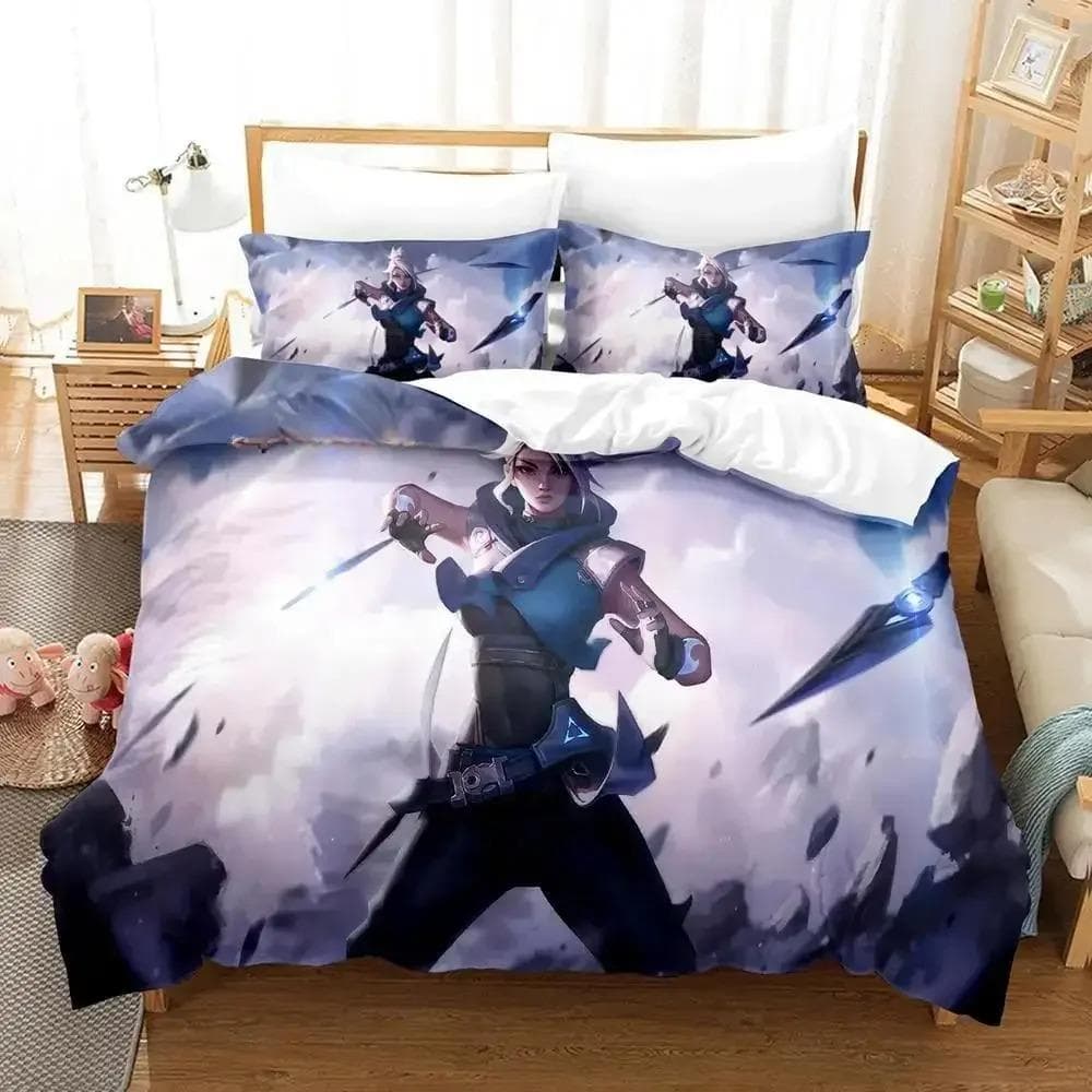 New Game Jett Valorant Bedding Set Single Twin Full Queen King Size Bed Set Adult Kid Bedroom Duvet cover Sets Anime yataklar 70x133cm 2pcs