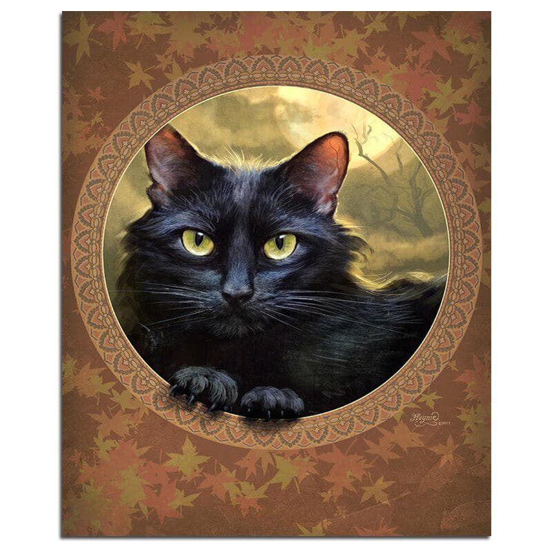 A Black Cat 5D DIY Diamond Painting Animal Full Round Diamond Embroidery 20X30CM