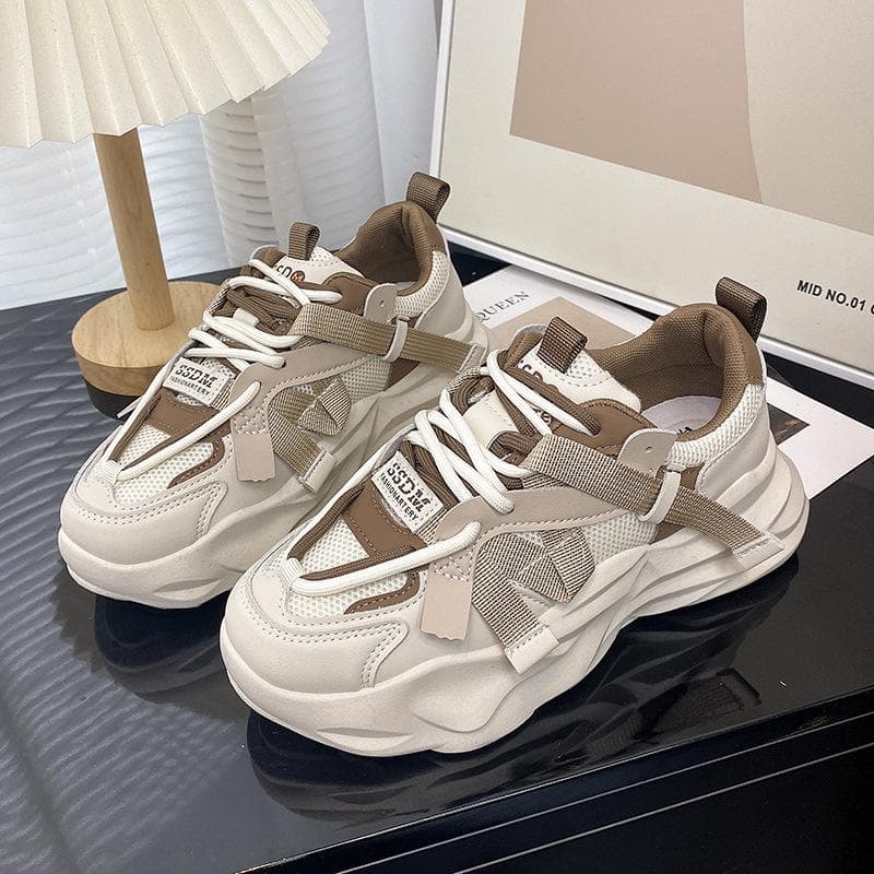 Small White Shoes Women's Spring and Autumn New Thick-soled Round-toed Daddy Shoes Casual Sports Shoes Trendy Campus Style 40