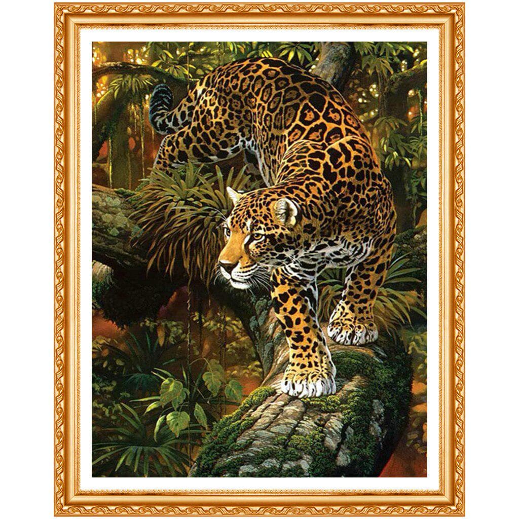 The New 5D DIY Diamond Embroidery Forest Spot Leopard Diamond Cross Stitch Circular Diamond Decor 20X30CM