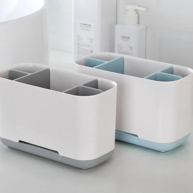 Creative Home Desktop Storage Box Bathroom Finishing Grid Storage Box Plastic Toothbrush Rack Washstand Storage Box big grey