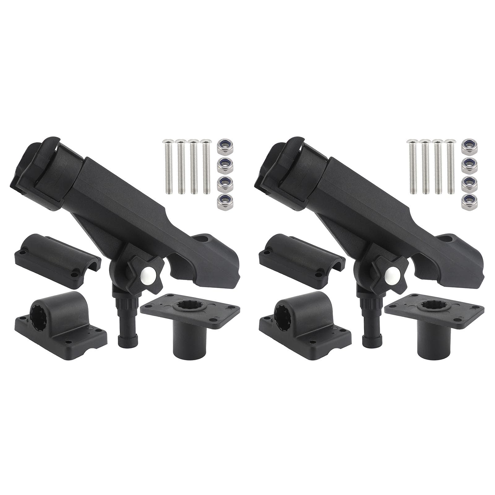 2 Pack Boat Fishing Rod Holder Adjustable Powerlock Rod Holder Dual-use Kayak Fishing Pole Holder black