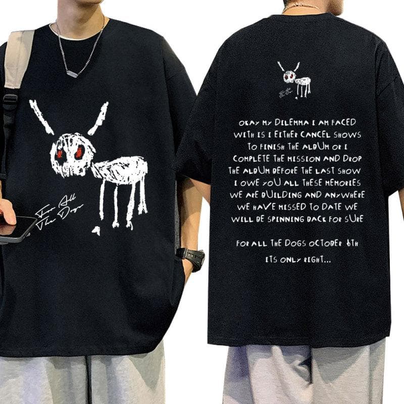 Vintage Rapper Drake for All The Dogs T Shirt Men Fashion Hip Hop T-shirt 100% Cotton Oversized Short Sleeve T-shirts Streetwear S