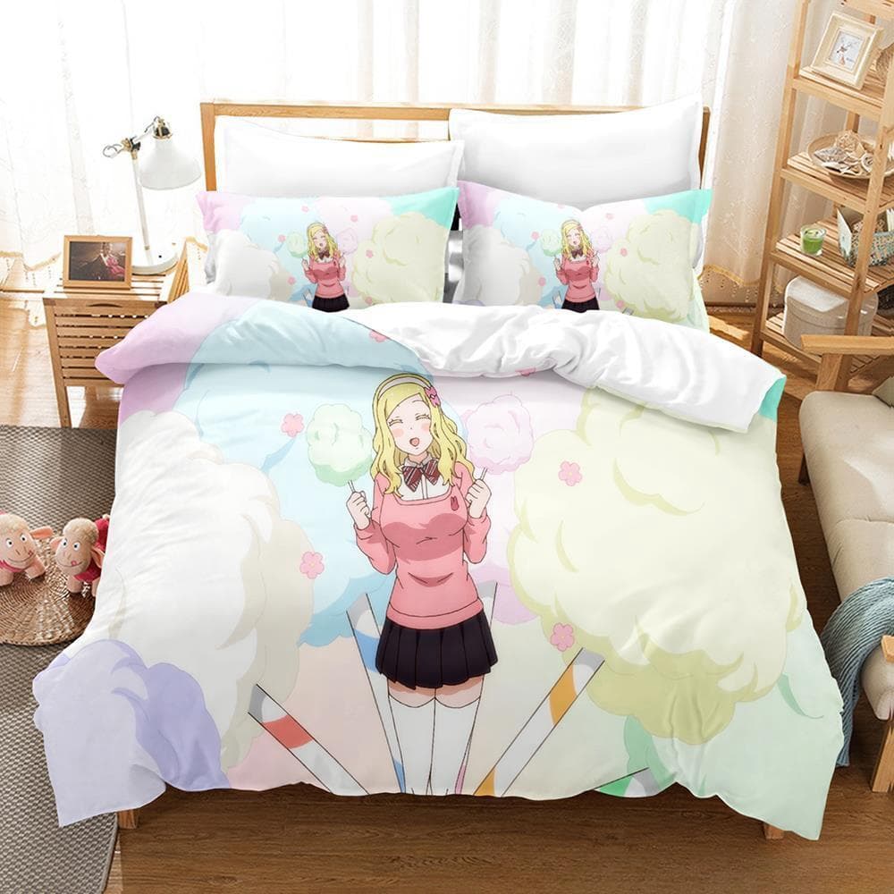 Tomo-chan Is a Girl! Bedding Set Single Twin Full Queen King Size Bed Set Adult Kid Bedroom Duvet cover Set Anime Bed Sheet Set EU Twin 135x200cm